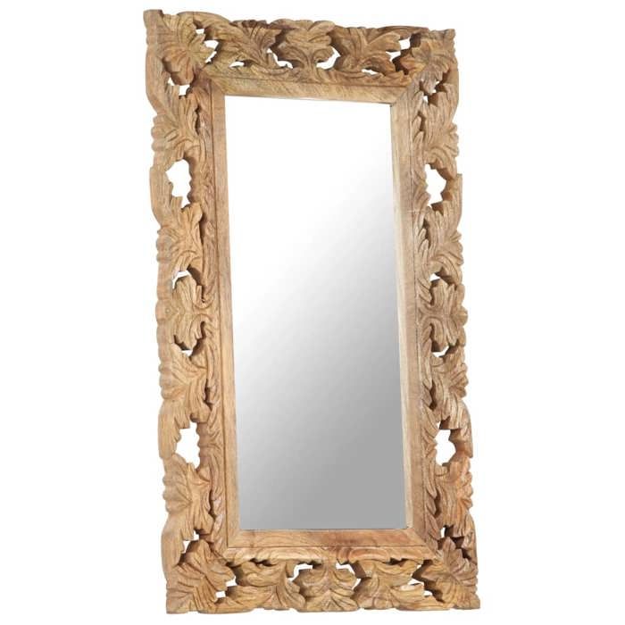 VidaXL Hand-carved Mirror Brown 80x50cm Solid Mango Wood