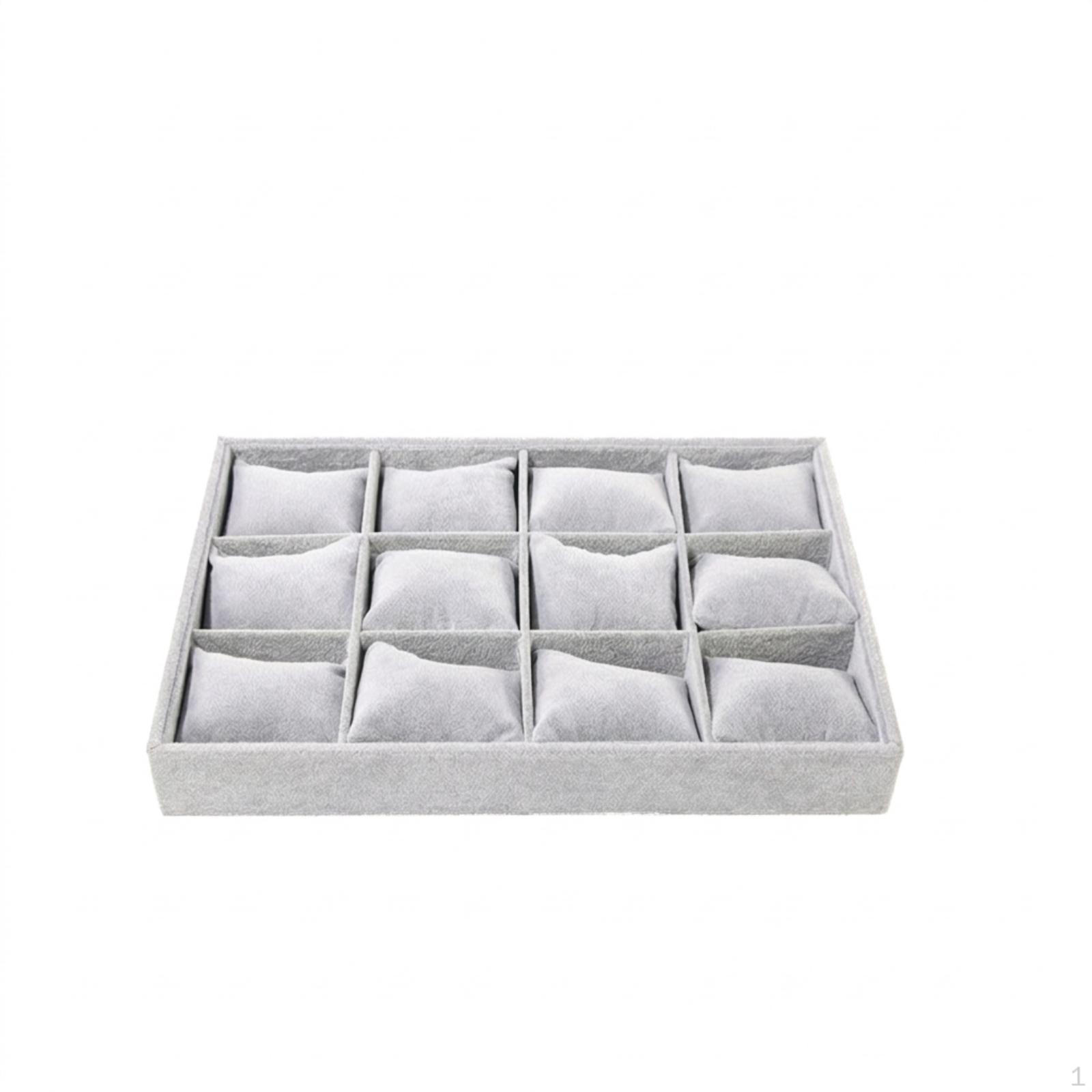 Watch Tray with Pillows 12 Compartment Jewelry Padded Bangle Display Holder for
