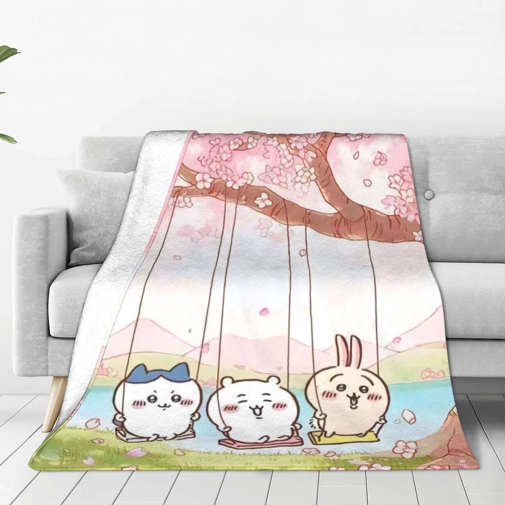 Chiikawa Swimming Blanket Quality Soft Warm  Throw Blanket Spring Children Living Room Novelty Bedspread