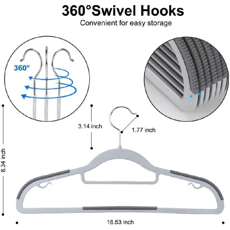 Conjunto de 10 Cabides Resistentes para Roupas Secas e Molhadas com Pads Antiderrapantes Economizando Espaço com um Organizador Ultra Leve de 0,2 Polegadas de Espessura