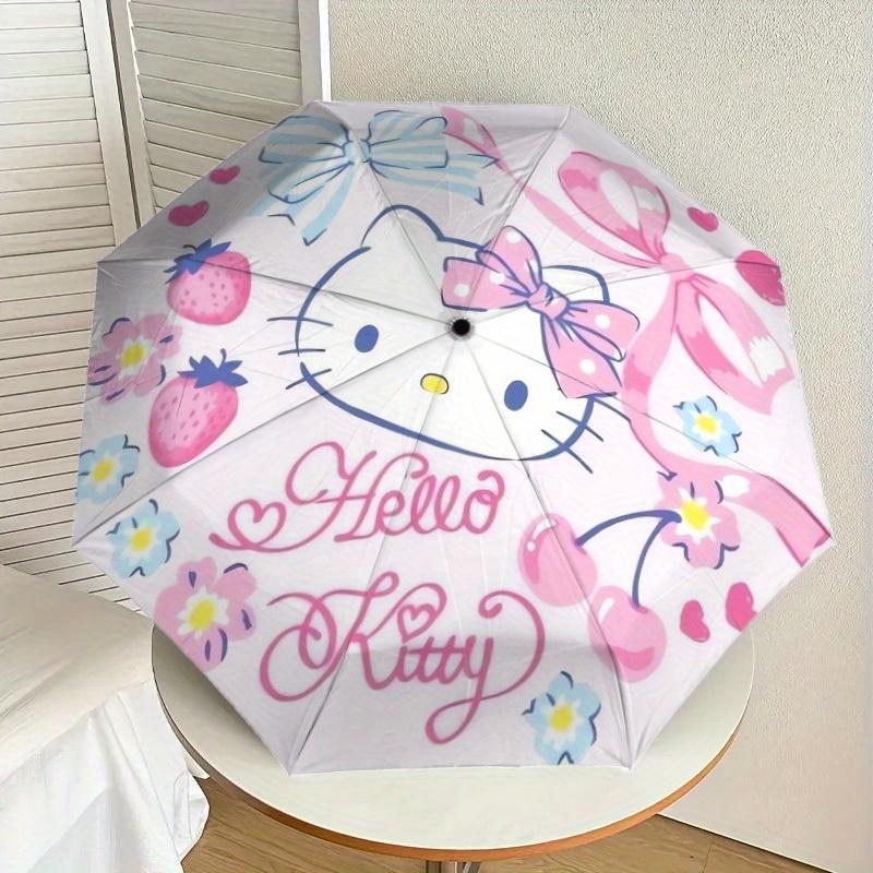 1pc Hello Kitty Floral Bows Umbrella with Plastic Handle,Suitable for All Seasons Home Travel Outdoor UmbrellaSanlio543