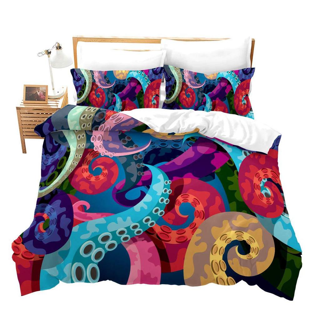 Red Agricultural Tractor Three-Piece Quilt Cover 3D Digital Printing Bedding Set Bed Cover
