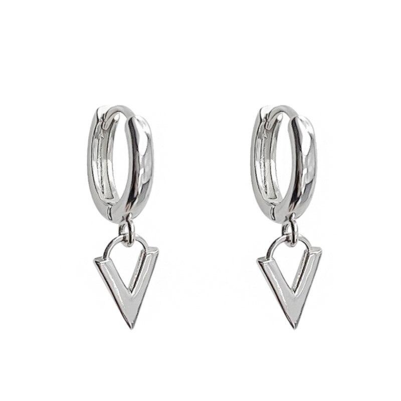 ANENJERY Glossy V-shaped Pendant Earrings for Women Simple Niche Design Female Korean Hoops Huggies Wholesale Boucle D’oreille