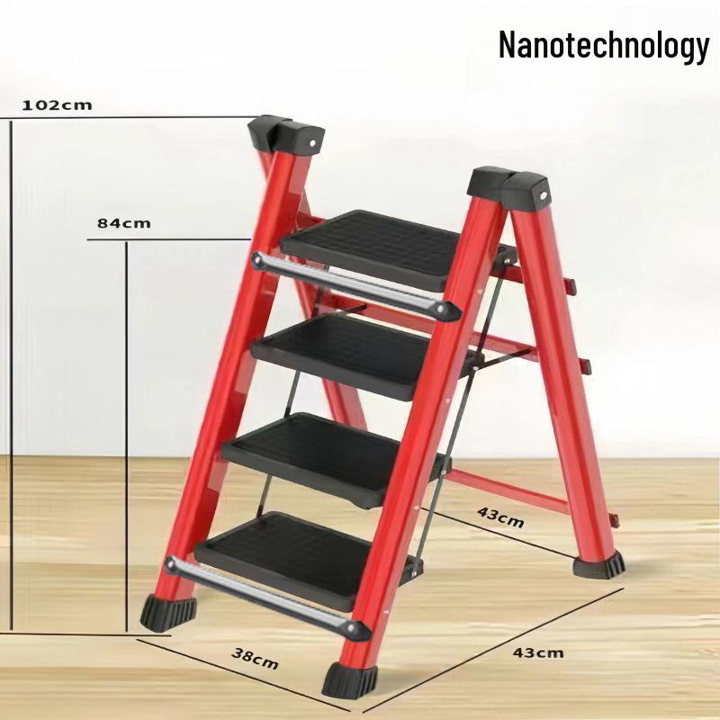 Folding Telescopic A-Frame Household Ladder, Thickened Step Stool, 3-4 Steps, Multifunctional Indoor Use.