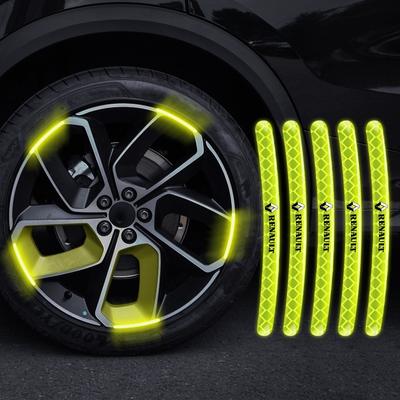 Car Wheel Hub Reflective Stickers Tire Rim Luminous Accessories For Dacia Megane 2 3 Clio 4 Duster Captur Kadjar