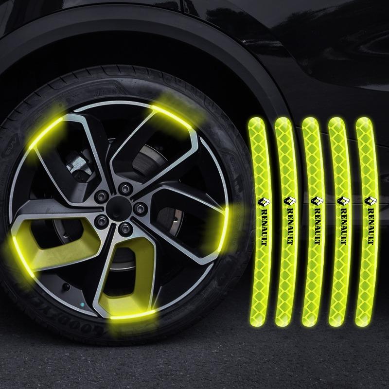 Adesivos Refletivos para Cubo de Roda de Carro Acessórios Luminosos para Aro de Pneu Para Renault Dacia Megane 2 3 Clio 4 Duster Captur Kadjar