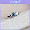 Blue Sea Natural Topaz  Rhinestone Engagement Wedding Silver Ring Plated