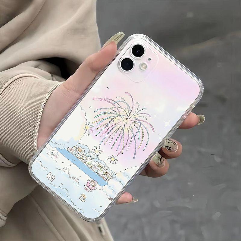 Applicable to Apple 11PROMax girl ins wind transparent 11pro mobile phone case/11/11/11 ice and snow fireworks