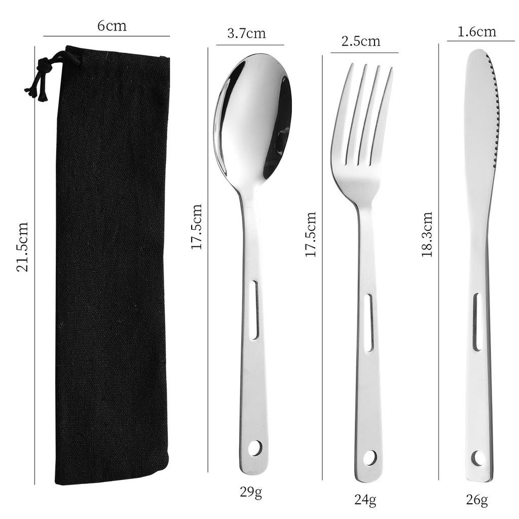 3pcs/set Outdoor Portable Stainless Steel Tableware Knife Utensil Spoon Set Spoon Fork Knife Dinnerware Camping Cooking Flatware