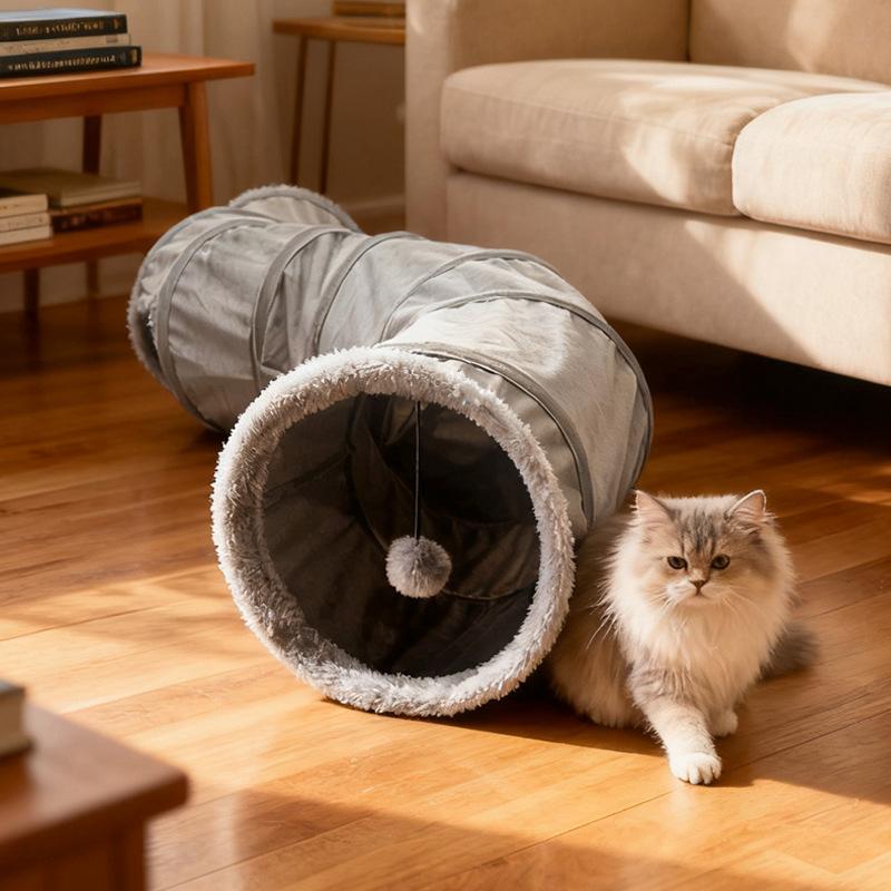 Cat Tunnel Pet Toy Toy with Ball and Hole Foldable Cat Tunnel Easy To Store
