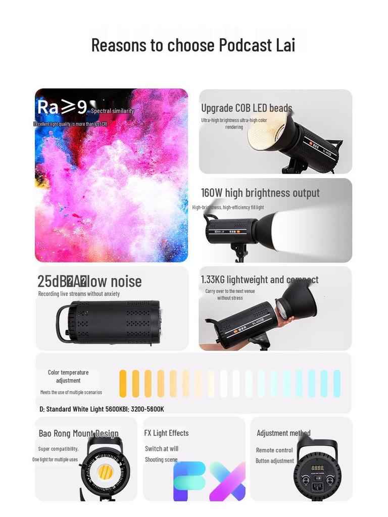 Holofote Yingbang 400W para Transmissão ao Vivo - Luz Suave de Preenchimento para Fotografia e Beleza