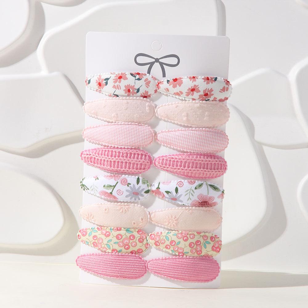 16Pcs GiftCotton Textured Girl Hair Clip BB Clip Cute Colorful Floral Candy Color Matching Kid Barrettes Baby Hair Accessory