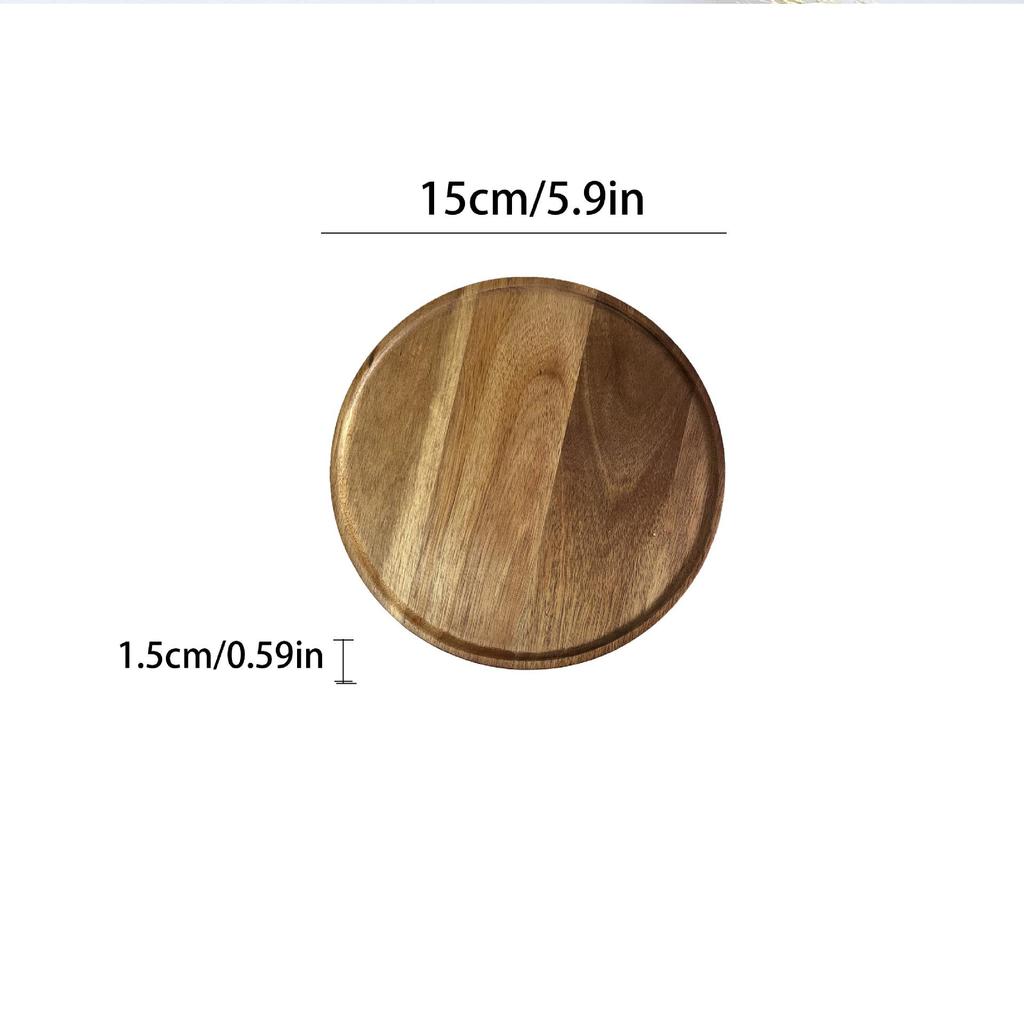 Large Japanese Acacia Wooden Tray & Dinner Plate Set