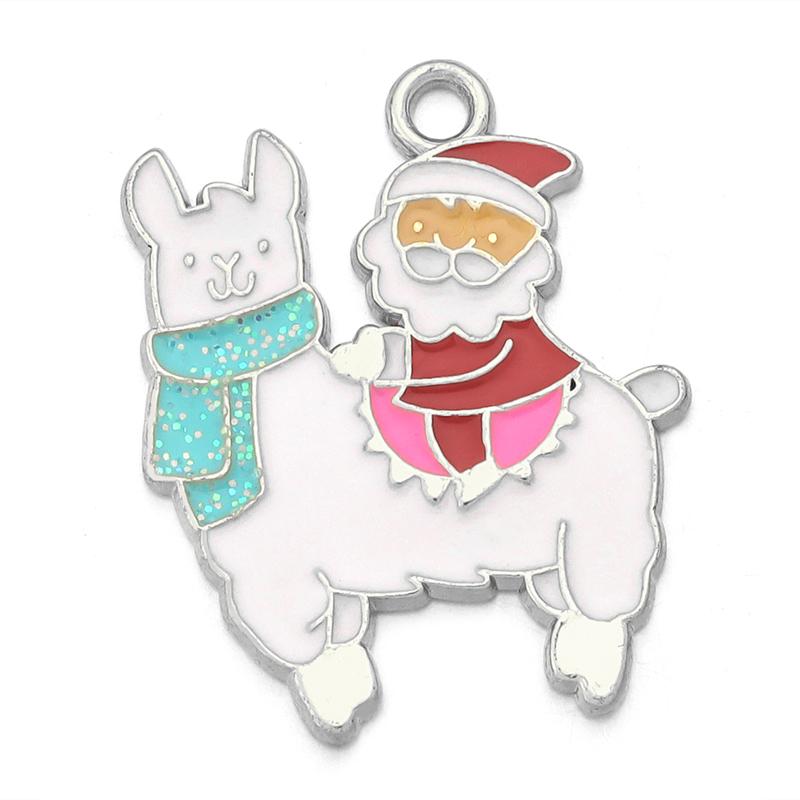 10pcs/lot Alloy Drip Oil Pendant Santa Claus Snowman Christmas Tree Charm Pendant For DIY Men Women Earrings Necklace Party Gift