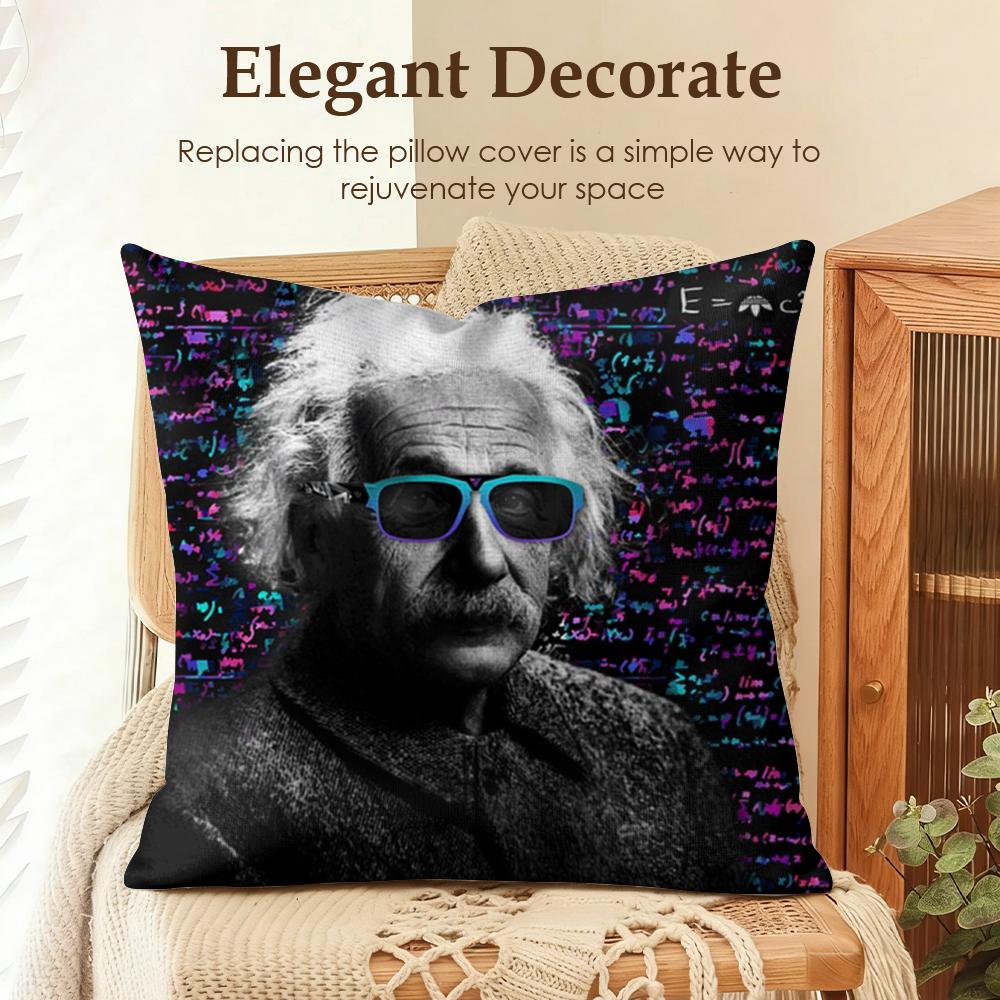 Funny Physics EEINSTEINes Cushion Cover Natural Linen Organic Fabric DoubleSided Printing Sofa Home Decor Gift Pillow Case