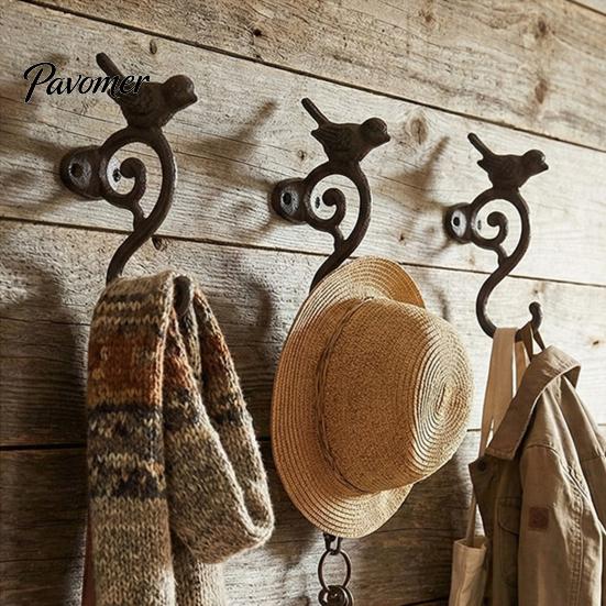 Rustikální Terasa Dekorativní Doplňky Vintage Železná Ptačí Klec Nástěnné Háčky, Kovový Ptačí Rostlinný Závěsný Koš Úložný pro Statek Venkovní Zahrada