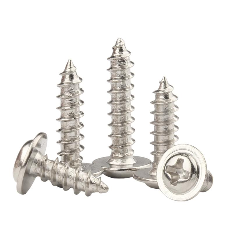 Nickel Plated Black Carbon Steel Cross Round Head Self Tapping Screw With Pad M1.2 M1.4 M1.7 M2 M2.3 M2.6 M3 M4 Wood Screws
