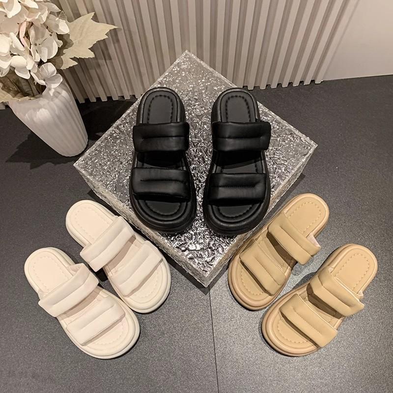 Muffin Platform Slippers Women's Wear 2024 New Summer Versatile Casual Sandals Velcro Fashion Explosion