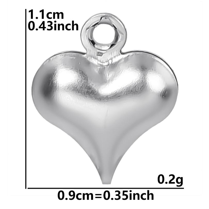 10pcs/Lot Stainless Steel Heart Pendants For Jewelry Making Supplies Various Size Metal Love Charm DIY Keychain Bracelet Finding