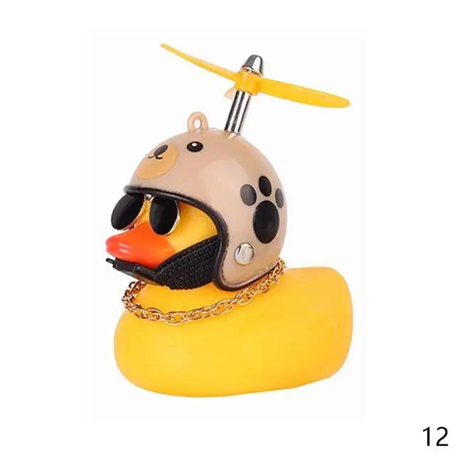New Car Cute Wind-breaking Duck Interior Broken Wind Small Yellow Duck with Helmet  Airscrew Cycling Decoration Ornament Decor