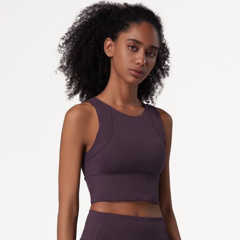 

Женский противоударный спортивный жилет для йоги и бега - Большая поддержка груди, Сборки по бокам, Без рукавов и облегающий крой Medium