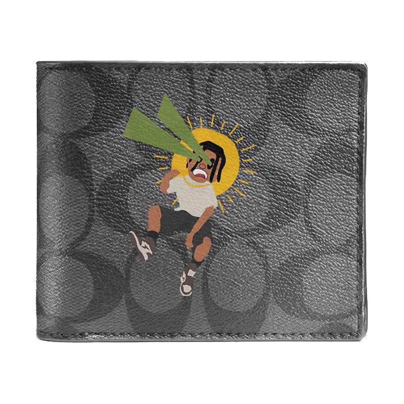 

COACH wallet [Customized bag] 3 IN 1 Made of Magnolia Relief Printed Short Three-in-One Same Style for Men and Women Couples Black clairvoyant boy чорний