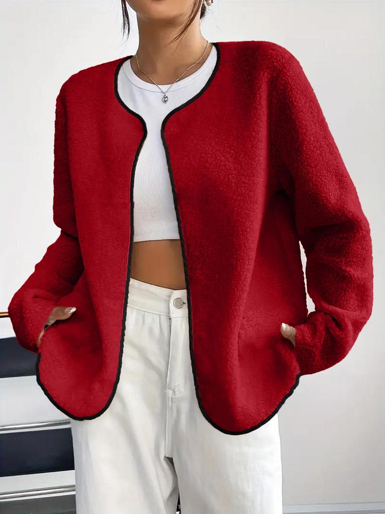 2025 Autumn/Winter Women's Fashion Casual Solid Color Cardigan Jacket