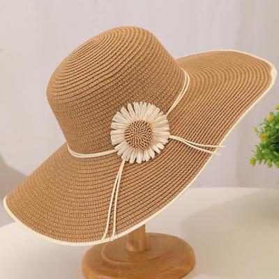 Large Brimmed Straw Hat for Women Fashionable Summer Sun Protection and UV Protection Beach and Seaside Sun Shade Hat Foldable Sun Hat