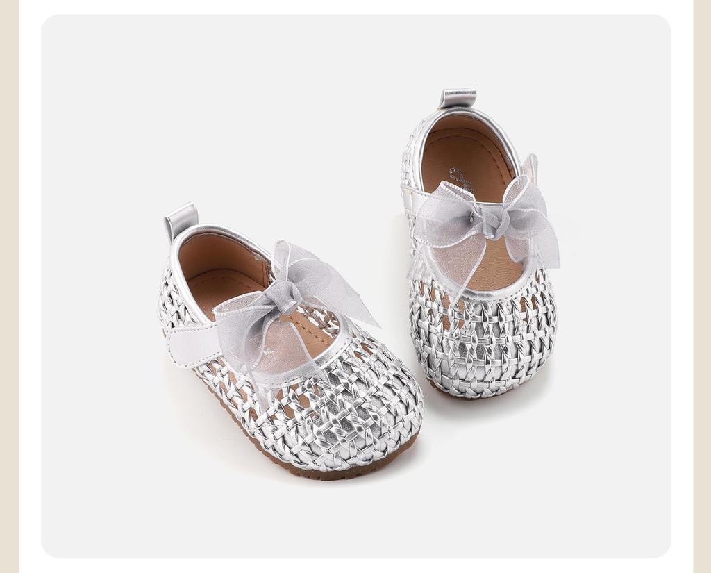 Spring Lace Bow Non-Slip Soft Bottom Baby Shoes - Girls' Princess Style Leather