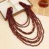 Ethnic Style Multi-Layer Stacked Wooden Bead Beaded Necklace, Exaggerated Waterfall-Shaped Long Multi-Layer Sweater Chain