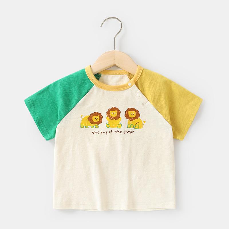 

Одежда для малышей, повседневные футболки с короткими рукавами, летняя одежда для мальчиков и девочек, детские летние топы с половиной рукавов 120cm