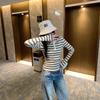 Spicy Girl Striped Slimming Long Sleeve T-Shirt - Stylish Korean Autumn/Winter Top for Women