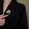 Emerald Zircon Lotus Fringed Brooch Women'S Fashion Exaggerated Wedding Dinner Clothing Accessories Corsage