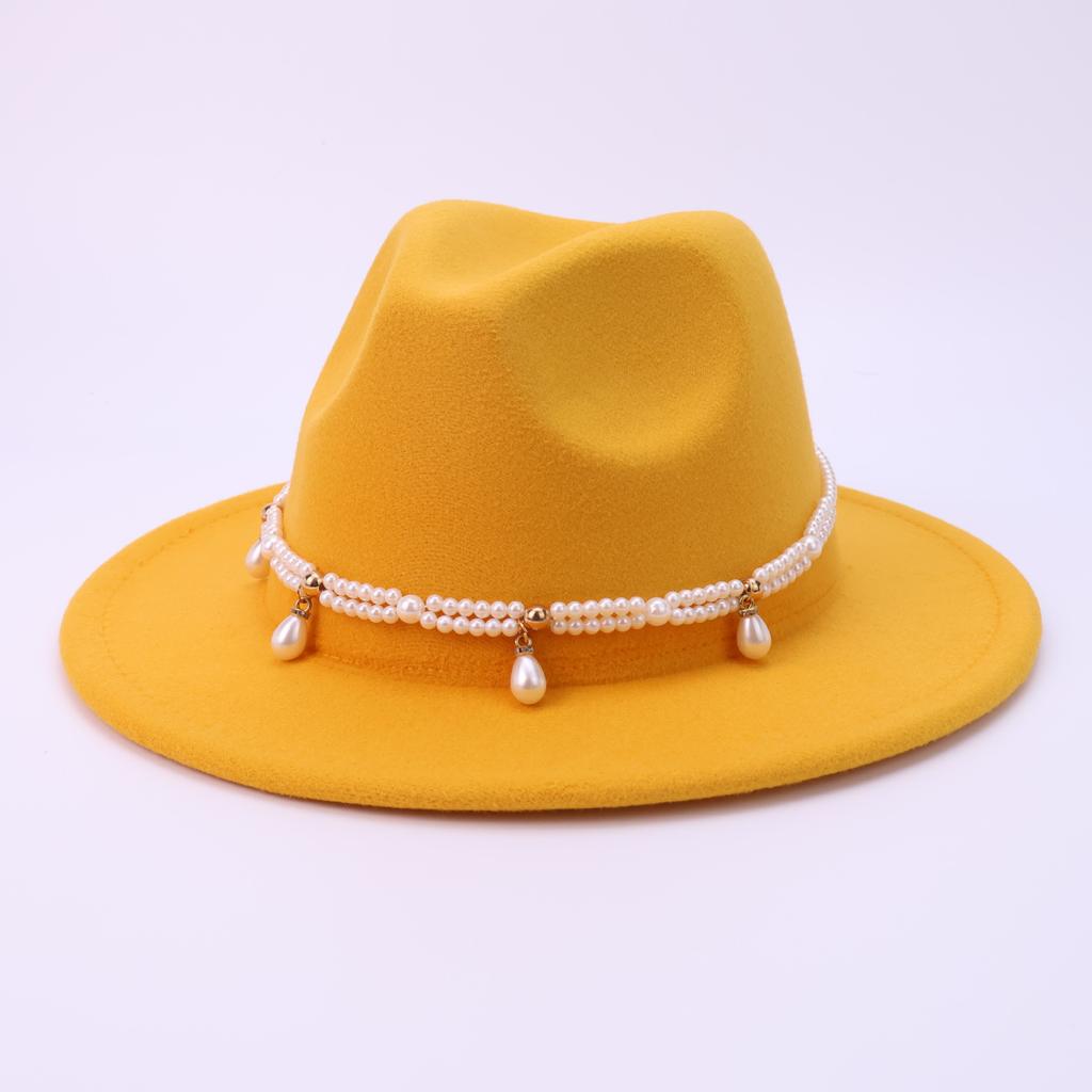 New European and American women's big-brimmed top hat British retro accessories jazz hat men's woolen felt hat sun hat