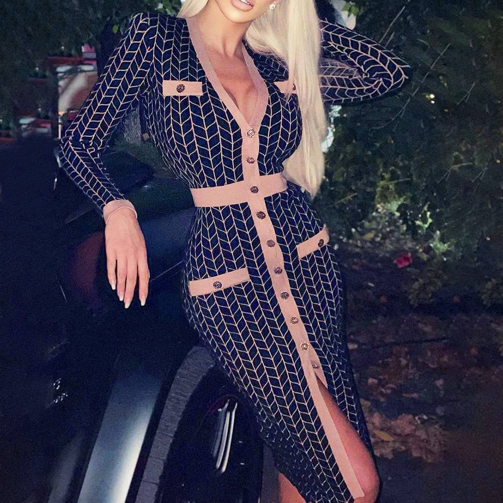 

Женщины V Шея Бодикон Коктейль Вечеринка Миди Платье