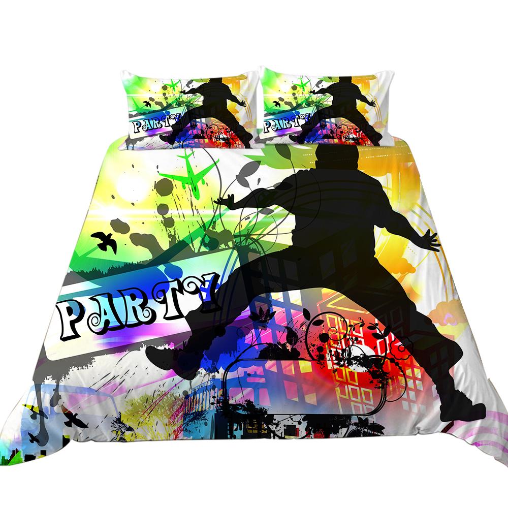 Set de lenjerie de pat de lux cu model de dans 3D, husă de pilota și față de pernă, lenjerie de pat confortabilă, lavabilă, pentru dormitor.