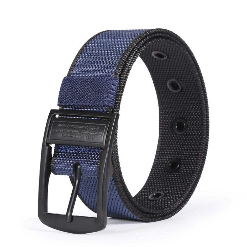 Unisex Woven Waist Belt Alloy Pin-Buckle Imitation Nylon Weave Belt Pin Buckle Belt  For Men