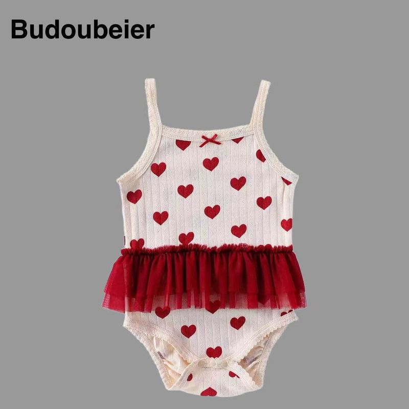 

British Baby Summer Clothes, Thin Style, Sleeveless Breathable Romper for Baby Girls, Suitable for 100 Days Celebration Red 73