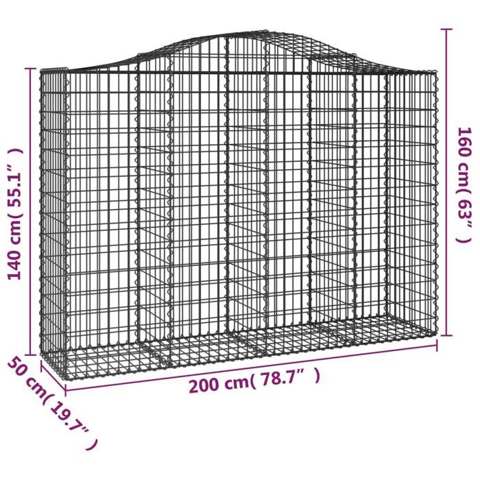 VidaXL Panier de Gabions Arqué Cage à Gabion Mur de Gabion Panier à Pierre Gabion pour Pierre Jardin Patio Extérieur 153397