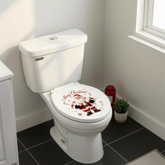 Christmas Gift for Friends Funny Santa Hug Paper Toilet Sticker, Peel And Stick Winter Scene Decoration Bathroom Decal, Humorous Holiday
