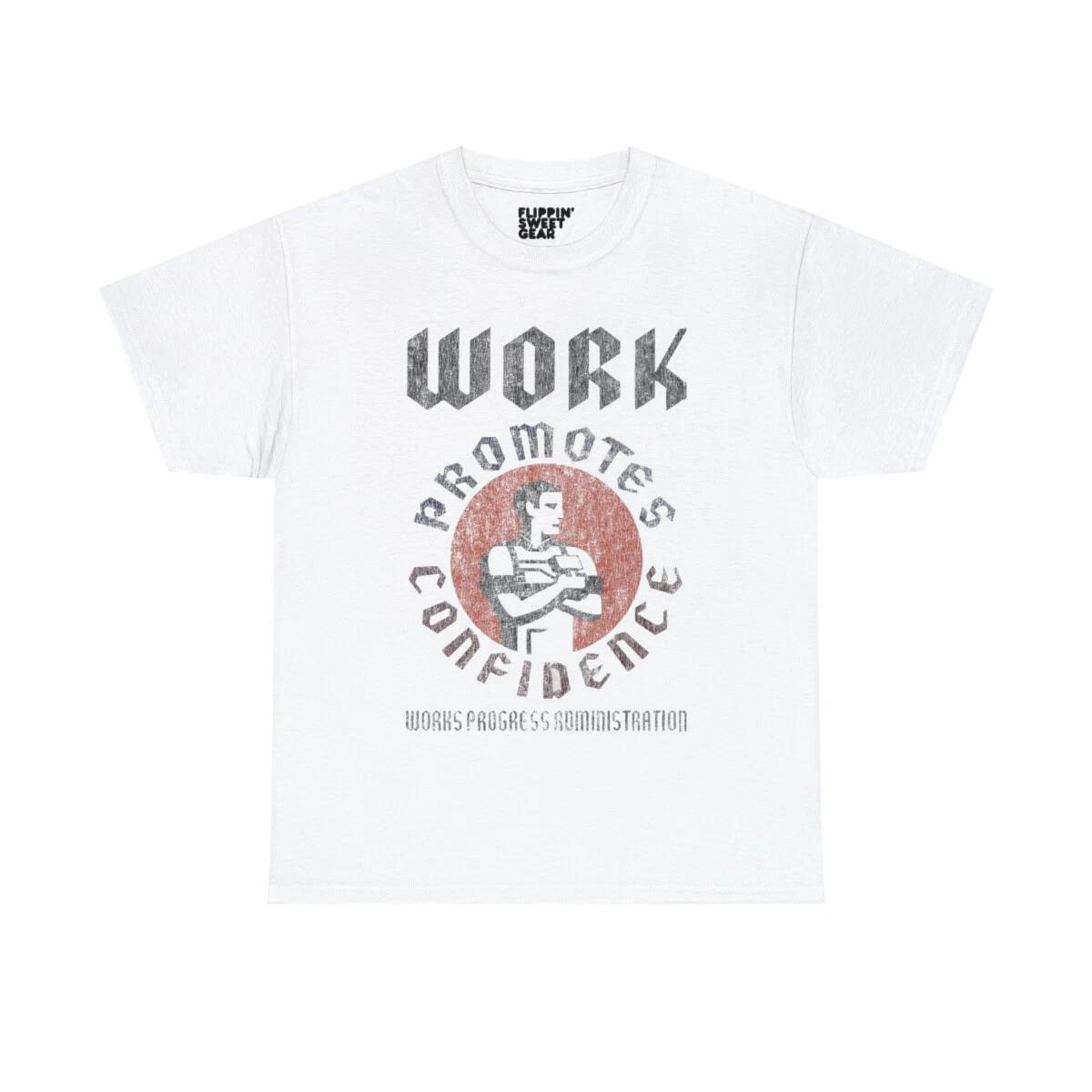 WPA Work Promotes Confidence Retro Graphic Tee Shirt L