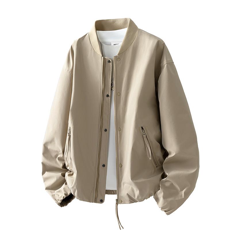 Stand-up Collar Tooling Bomber Jacket Men's Trendy Brand Zipper Design Sense Casual Baseball Jacket