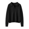 Elegant Cashmere Slim-Fit Sweater - Women's Autumn & Winter Knitwear with Small Lapel.