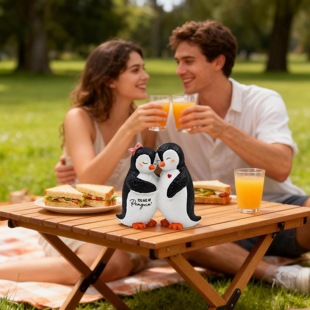 Figurki Zwierząt Żywica Dekoracja Domu Romantyczne Pingwiny Kochankowie Miniaturowe Figurki Na Boże Narodzenie Urodziny Walentynki Imprezę Kobiety