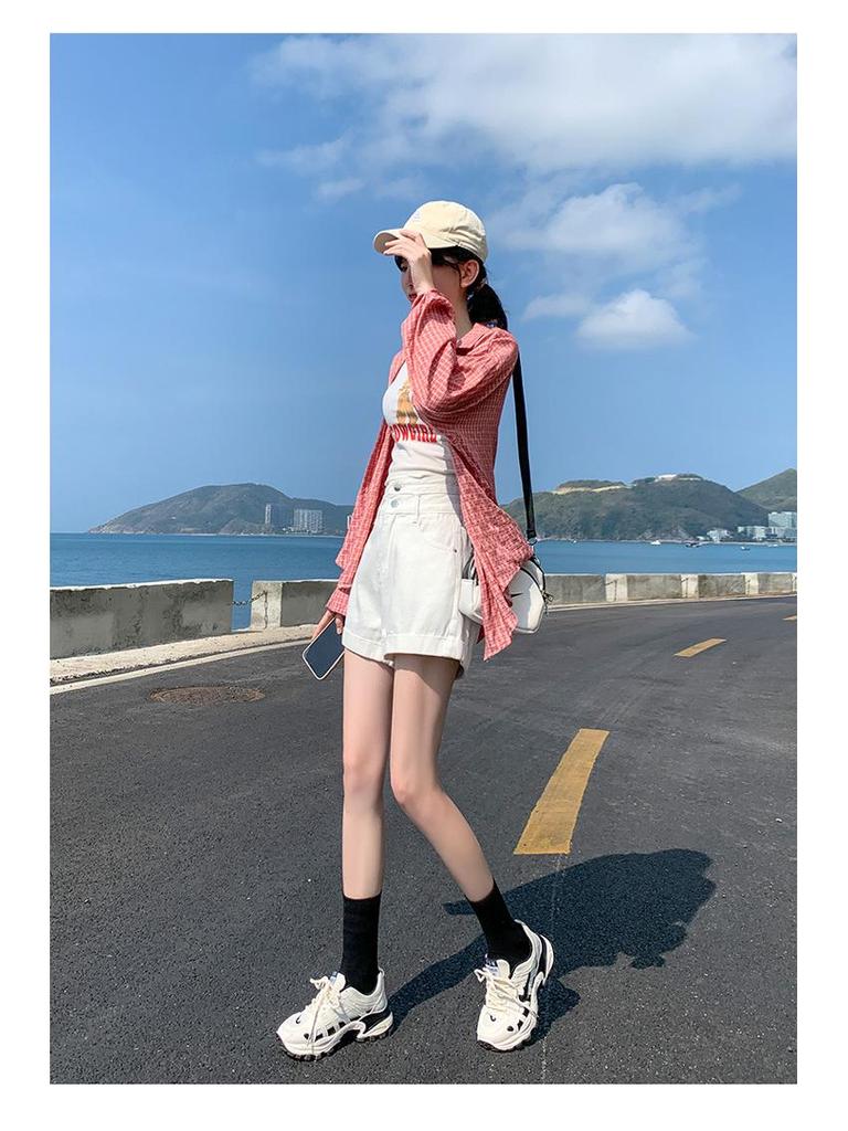 Women's 2022 High-Waist A-Line Denim Shorts: Summer Slimming, Versatile, Plus Size, Wide Leg