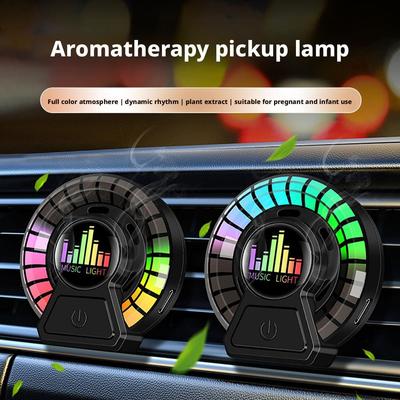 1x Car Music Rhythm Lamp With Fragrance Air Outlet Aromatherapy Air Freshener Perfume Voice App Control Rhythm Diffuser Clip RGB