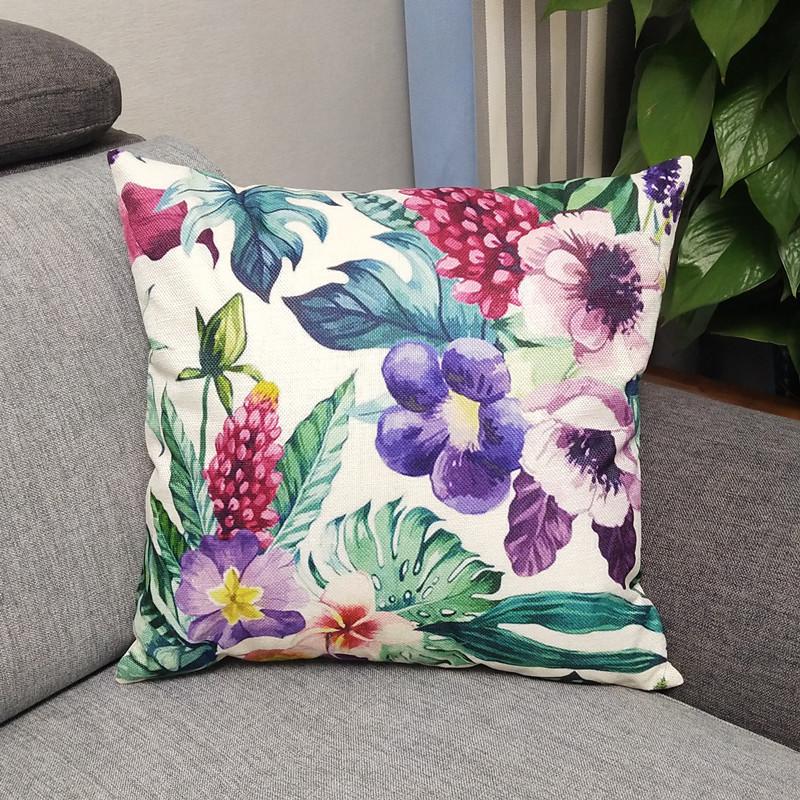 Nordic Simple Green Plant Pillow Cushion Office Sofa Pillow Pastoral Flowers and Plants Ins Style
