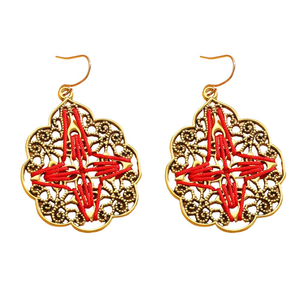 Vintage Bohemian Hollow Carved Earrings Ethnic Style Elegant Women Accessories