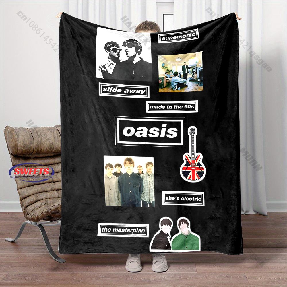 6 Sizes Classic Band Theme 0asis Pattern Printed Blanket,Throw for Bed, Couch & Travel- Ultra Soft & Cozy Gift for Friend Family