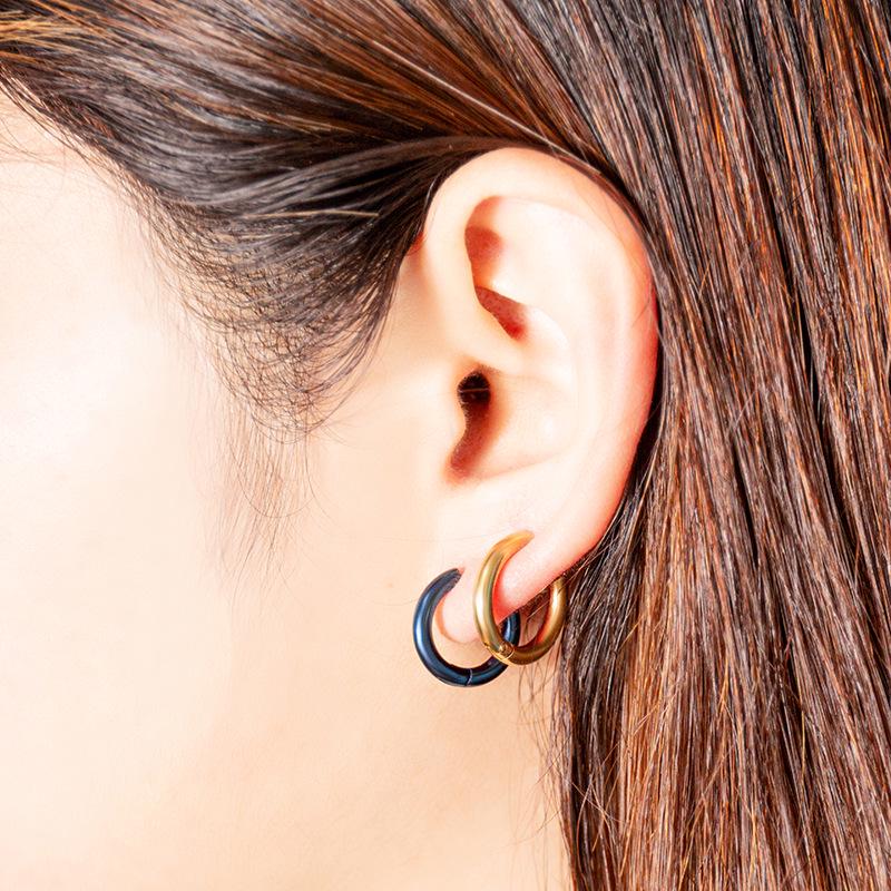 316L Stainless Titanium Steel Double-Sided Round Hoop Earrings